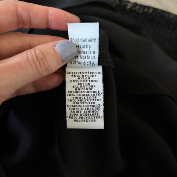 Diane von Furstenberg Lace Trimmed Black Shift Mini Dress Womens Size Medium LBD - Picture 7 of 16